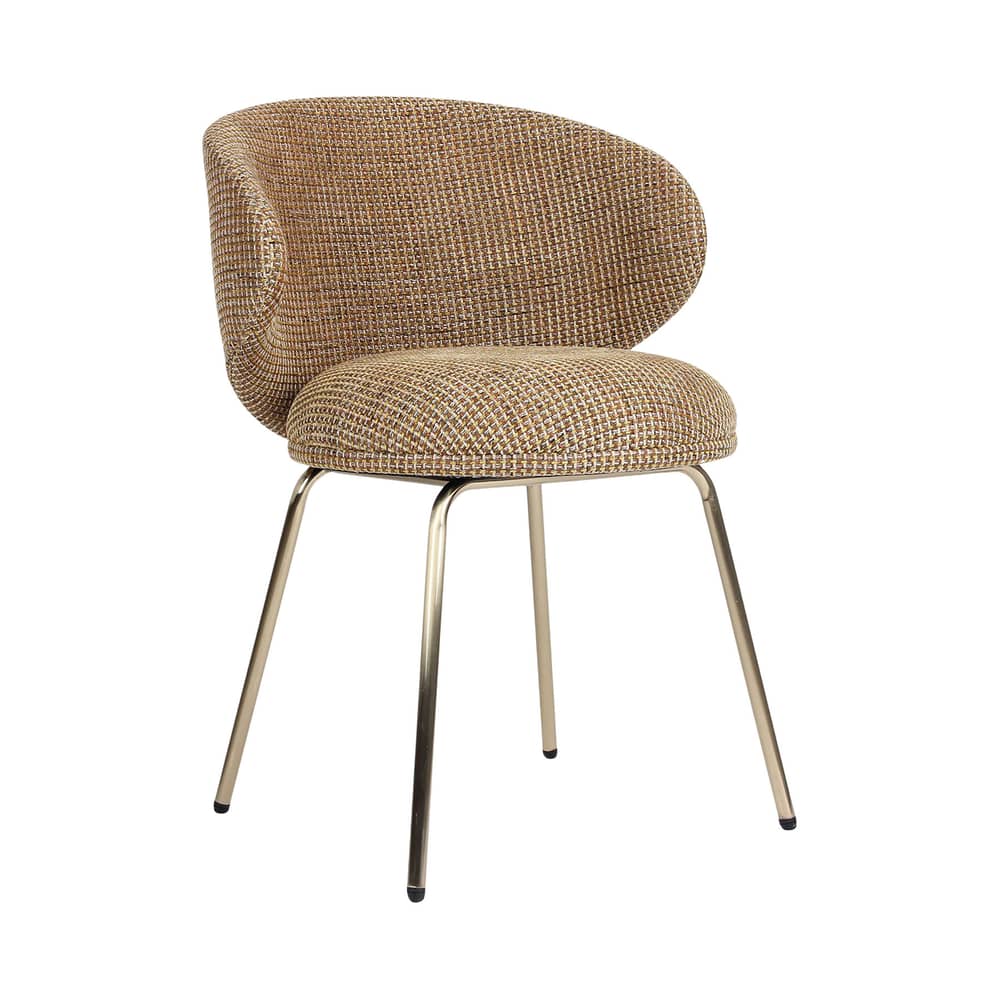 Gepolsterter Armlehnstuhl Savio textil gelb - NV GALLERY - Gelb / Messing - Eisen, High Density-Schaum, Tissu Tweed