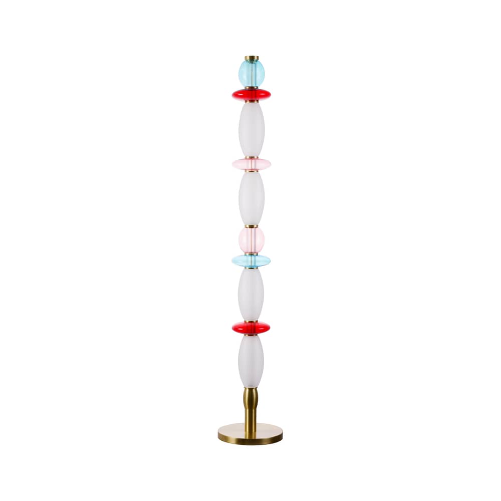 Lampadaire Léonor verre multicolore / Ø 15 x H 145 cm - ELEMENTS LIGHTING - Rouge / Bleu / Rose / Or - Aluminium, Verre