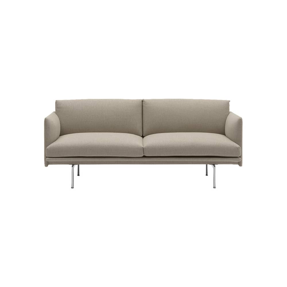 Divano destro Outline tessuto beige / L 170 cm - Muuto - Beige (tessuto Ecriture 240) / Gambe in alluminio lucido -  Plumes, Alluminio laccato, Schiuma ad alta densità, Tessuto Ecriture