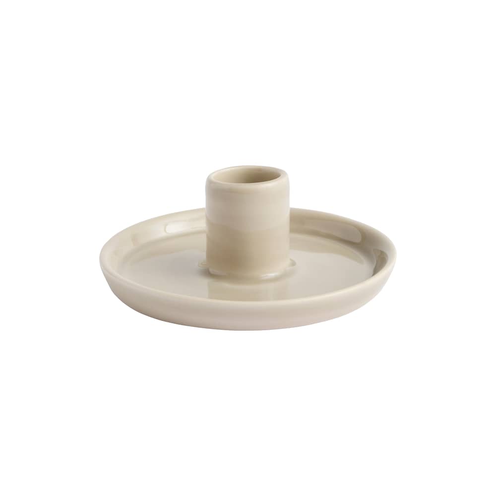 Portacandela Disc Small ceramica grigio / Per candela lunga Ø 2,2 cm - Hay - Grigio chiaro - Maiolica