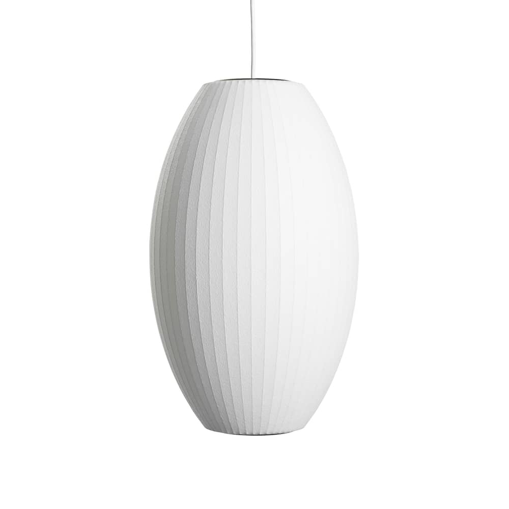 Suspension Bubble Cigar / Medium- Motifs verticaux - Hay - H 53 cm / Blanc cassé -  Toile polymère, Acier