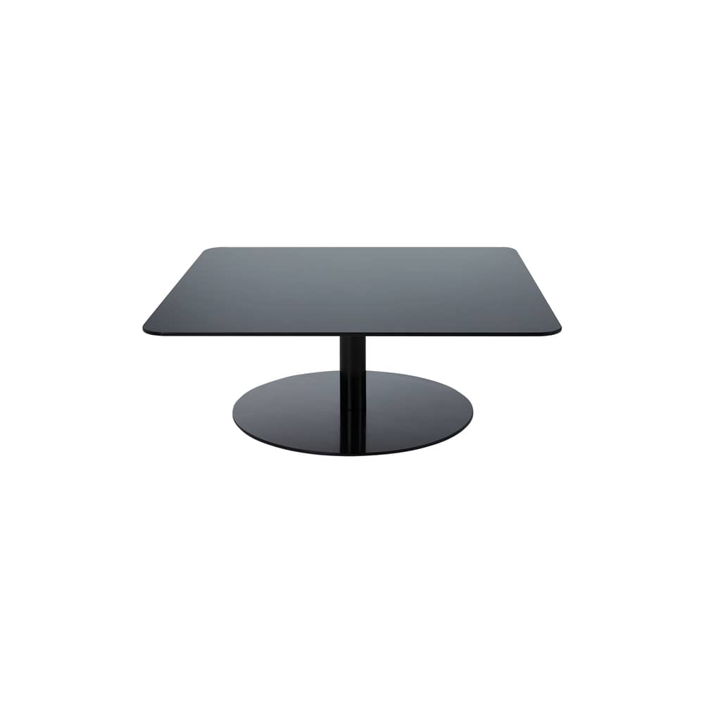 Table basse Flash verre noir / 80 x 80 x H 30 cm - Tom Dixon - Noir / Pied noir - Acier laqué, Verre