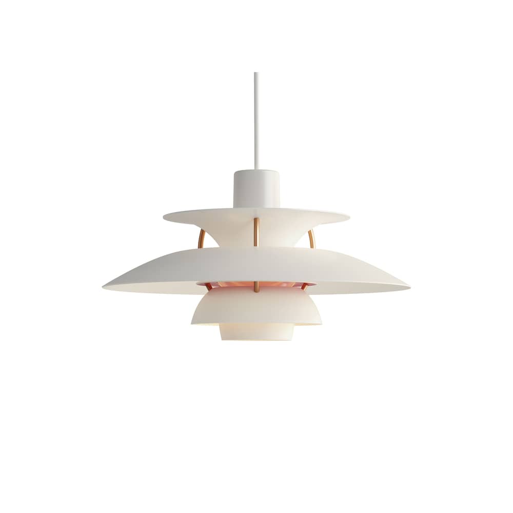 Sospensione PH 5 Mini metallo bianco / Ø 30 cm - Louis Poulsen - Bianco / Steli bronzo - Alluminio