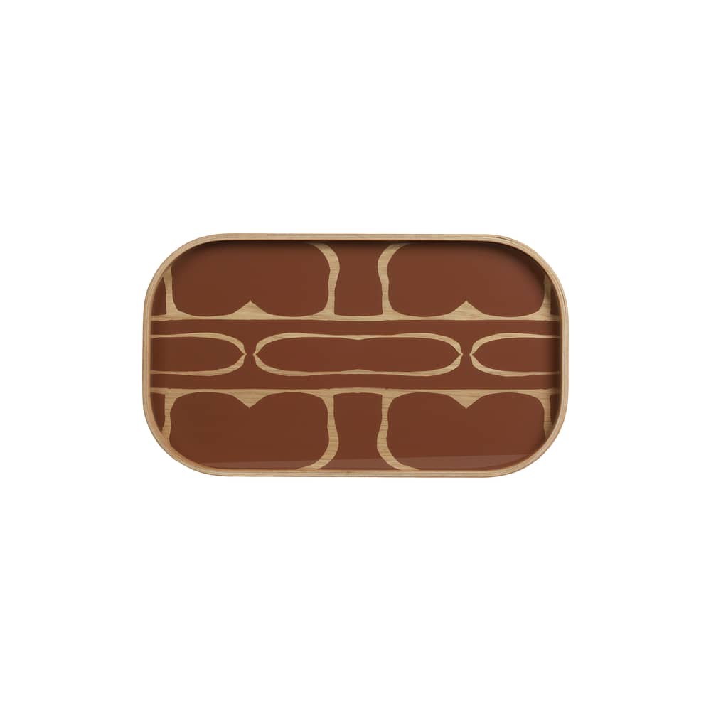 Second Nature Tray wood brown / 42 x 24 cm - Ethnicraft - Second Nature / Auburn & Oak - Oak veneer, Silkscreen printing glass