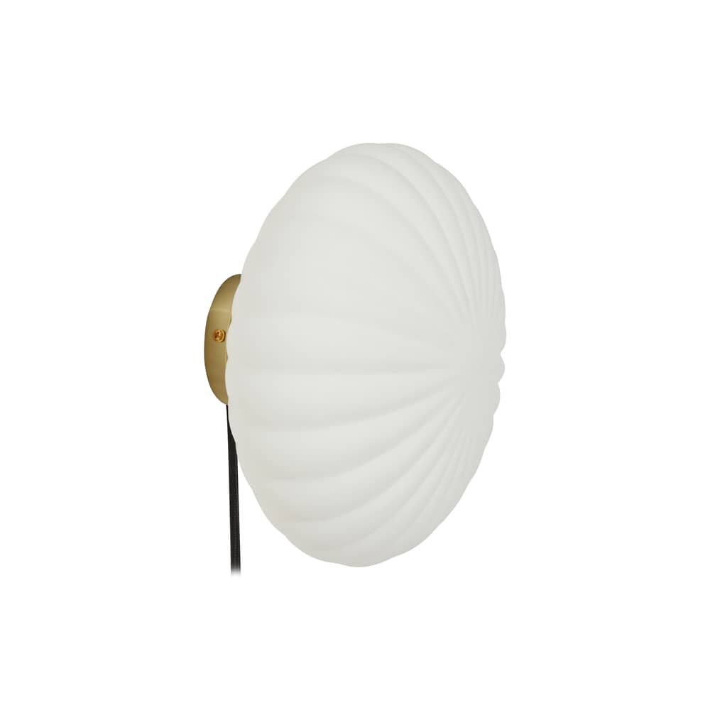 Applique avec prise Kumu / Ø 25 cm - HÜBSCH - Blanc - Fer, Verre soufflé bouche