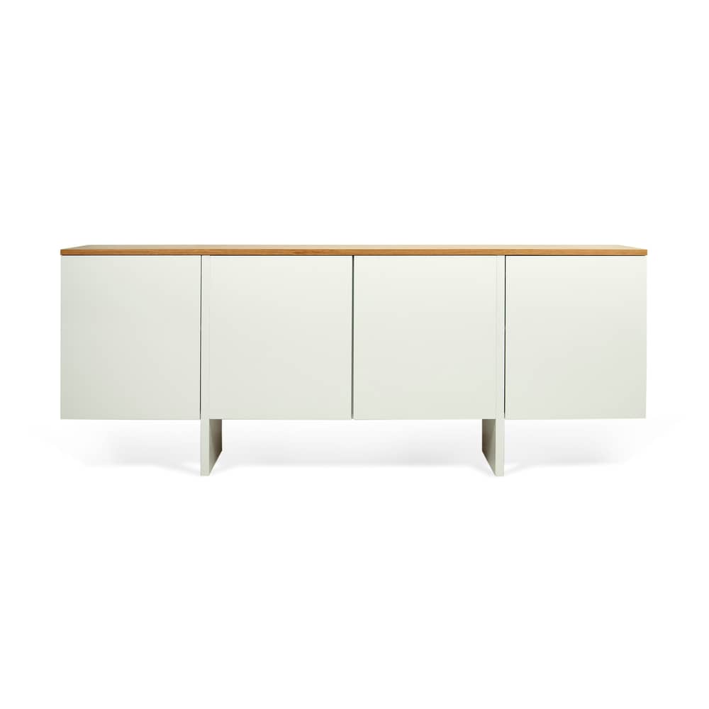 Buffet Edouard blanc bois naturel / L 200 x H 76 cm - POP UP HOME - Chêne / Blanc - Panneaux agglomérés