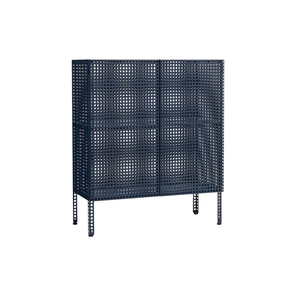 Buffet haut Perforated Cabinet Medium métal bleu / L 89 x H 106,5 cm - Hay - Bleu Acier - Acier thermolaqué