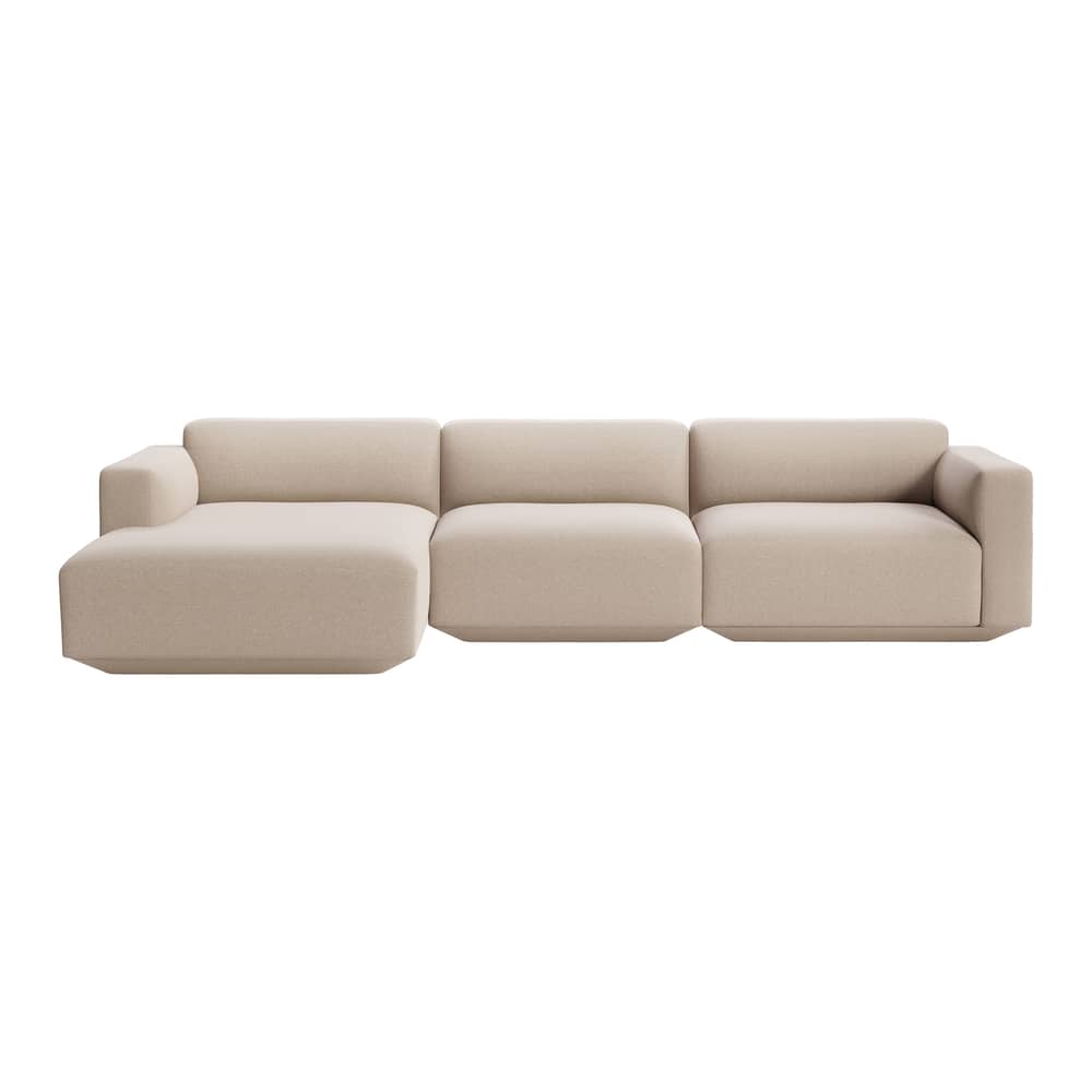 Divano d\'angolo Develius E tessuto beige / 4 posti - L 309 cm / Dormeuse sinistra - &tradition - Beige (Tessuto Hallingdal 220) - Legno, Schiuma HR, Tessuto