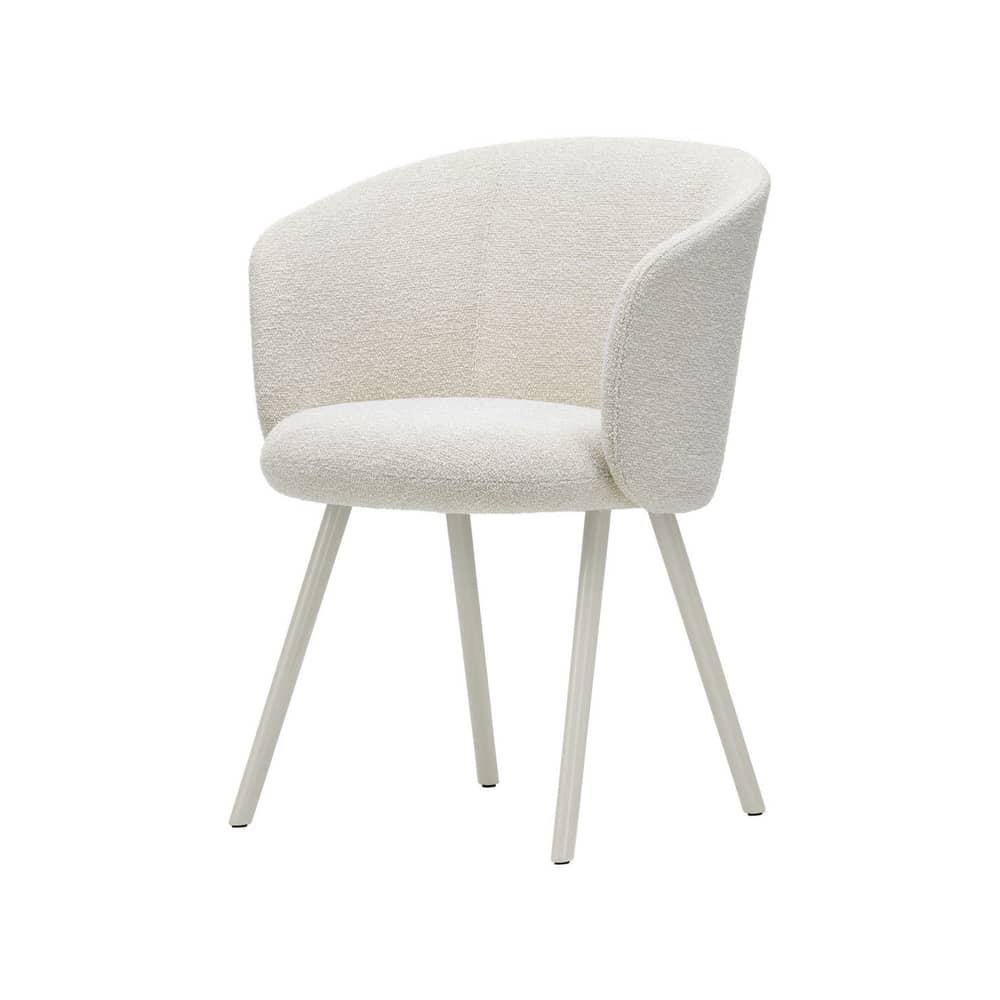 Fauteuil rembourré Mikado / Pieds métal - Vitra - Perle (tissu bouclé Nubia 01) / Métal Craie - Aluminium laqué, Mousse polyuréthane, Polypropylène recyclé, Tissu Nubia