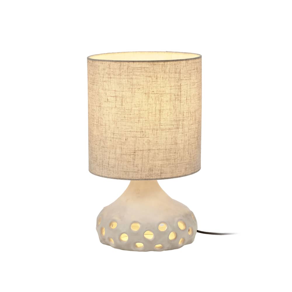 Lampe de table Oya 01   / Grès & tissu - Ø 25 x H 42 cm - Serax - Tissu beige / beige - Grès, Tissu