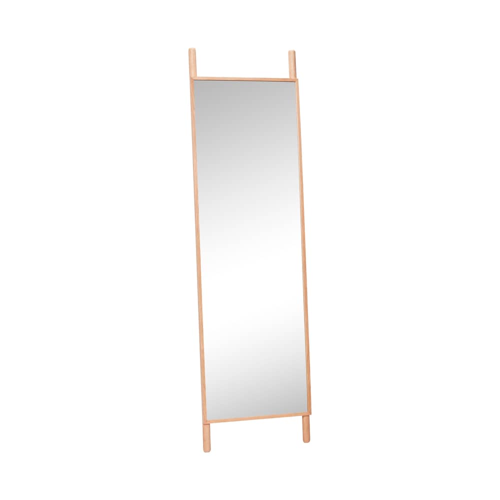 Miroir à poser Lean / 53 x 188 cm - HÜBSCH - Chêne naturel - Chêne certifié, Verre