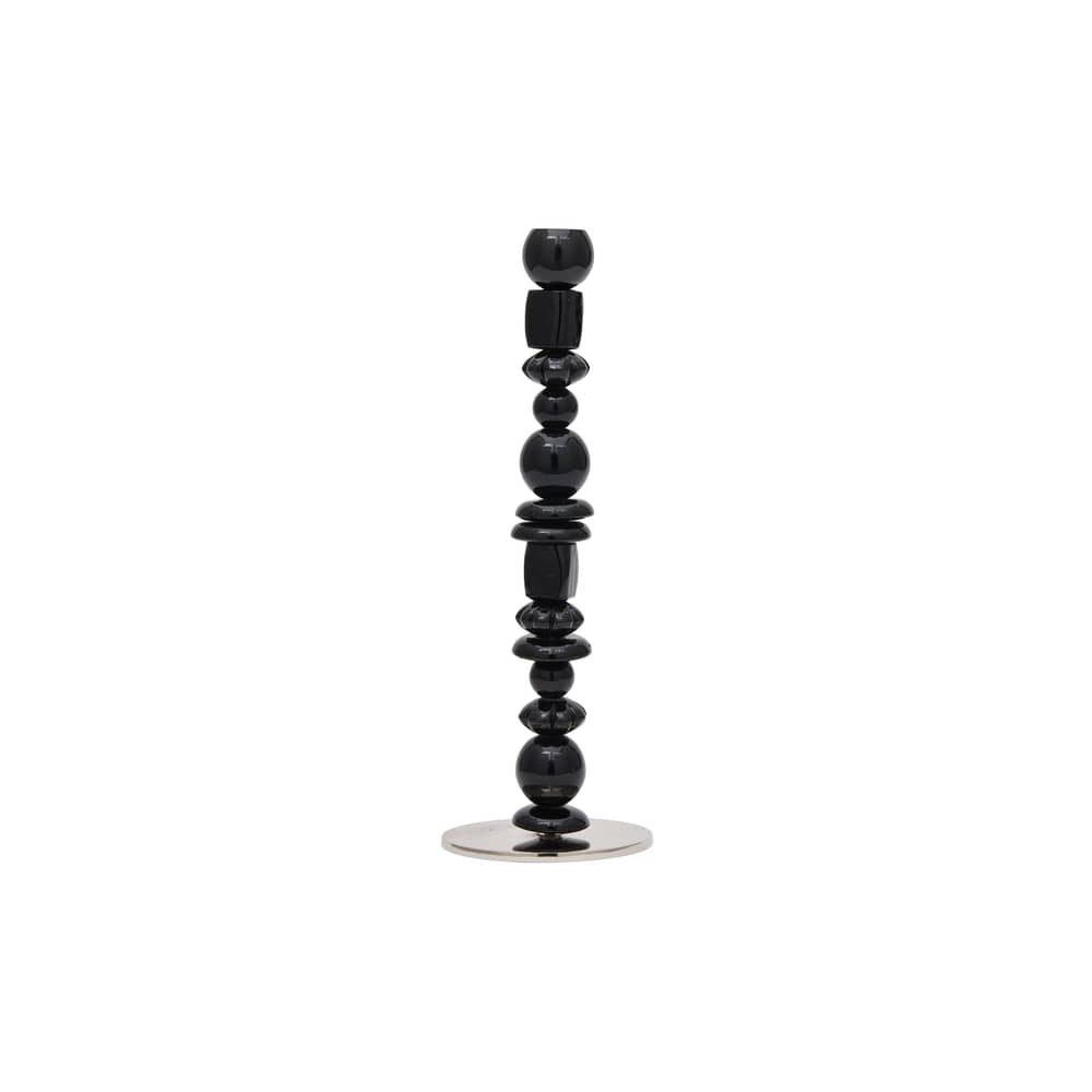 Portacandela Perles vetro nero / Piccolo - H 34 cm - Pols Potten - Nero - Acciaio inossidabile, Vetro riciclato