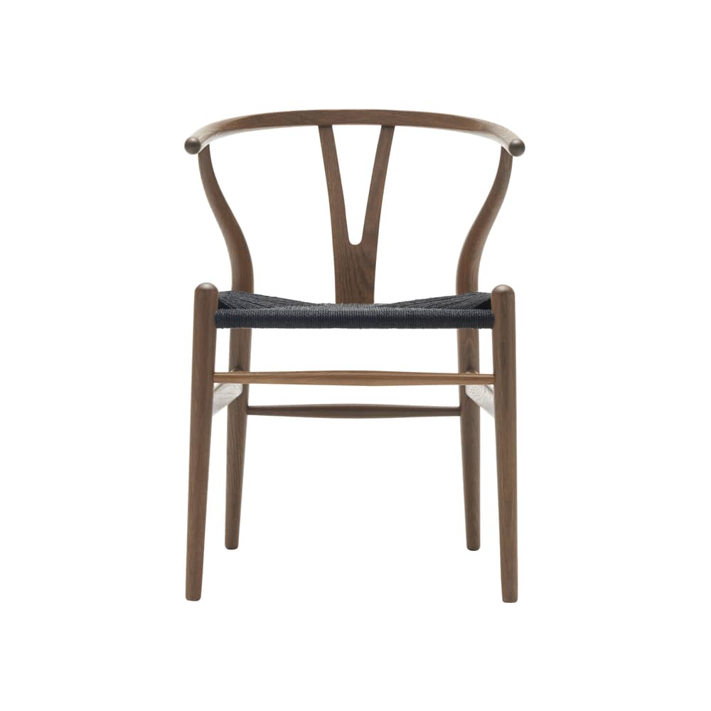 Sedia CH24 - Wishbone Chair legno naturale / Hans J. Wegner, 1950 - Corda di carta - CARL HANSEN & SON - Rovere affumicato oliato FSC / Corda nera - , Rovere massello affumicato e oliato certificato FSC