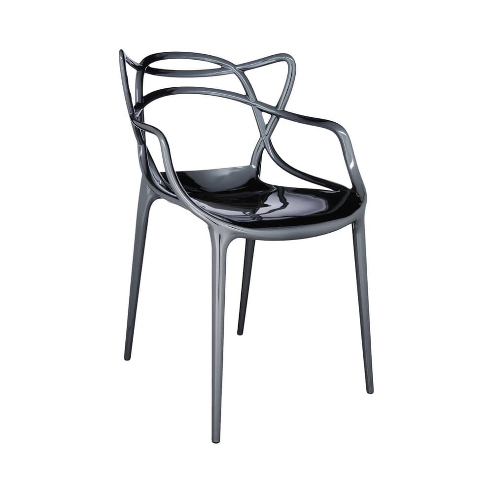 Poltrona impilabile Masters / Metallizzato - Kartell - Titanio - Tecnopolimero termoplastico riciclato
