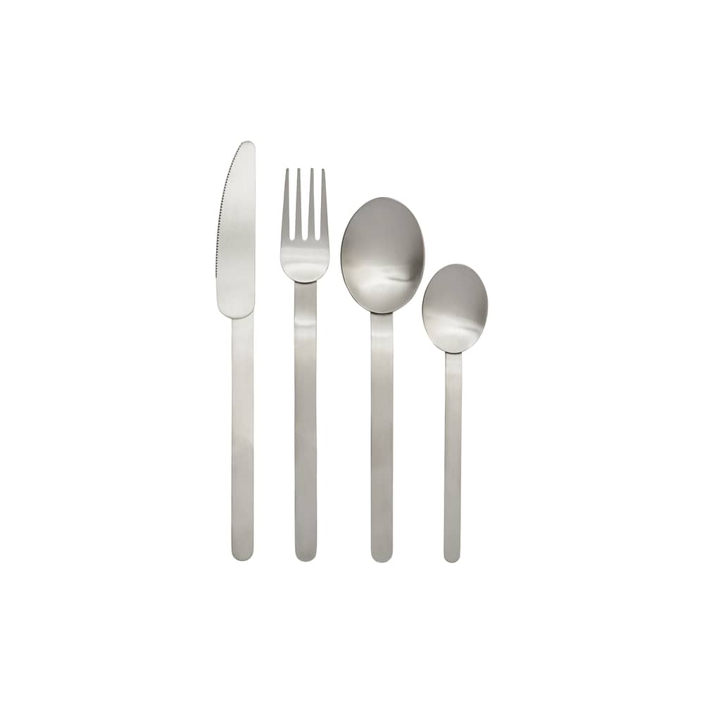 Set de couverts Stelo métal / 4 pièces - Ferm Living - Acier brossé - Acier inoxydable brossé