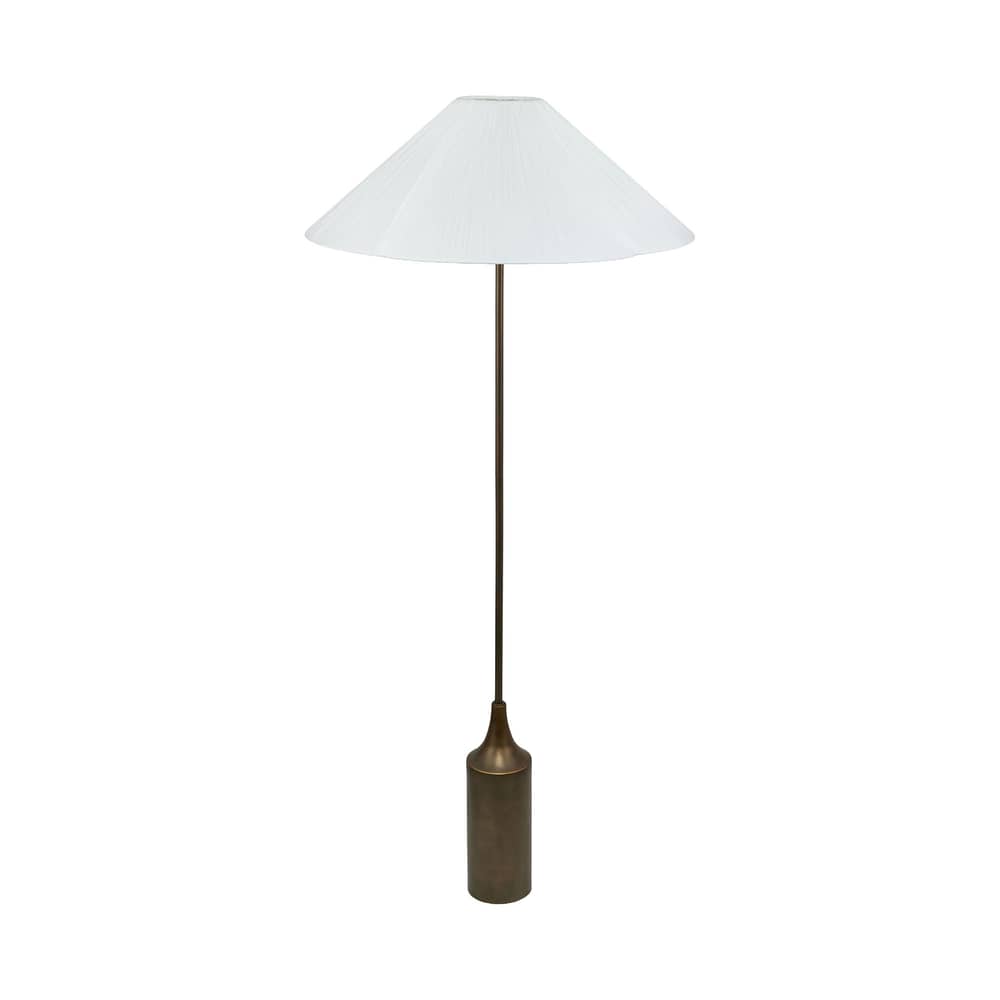 Stehleuchte Kensington textil beige / Ø 71 cm - NV GALLERY - Elfenbein-Farbe / Antik-Messing - Eisen, Leinen