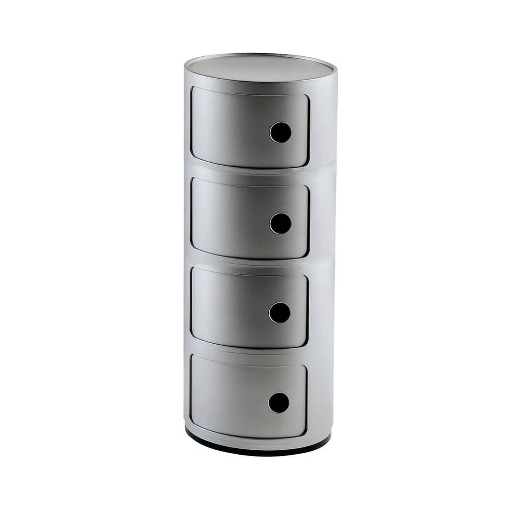 Componibili Storage plastic material grey silver 4 drawers - H 77 cm - Kartell - Silver - ABS