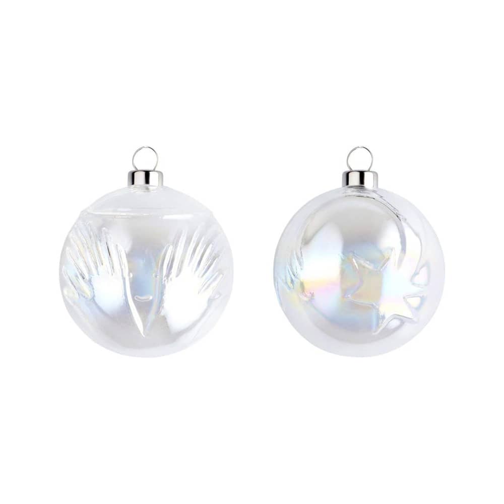 Weihnachtskugel Angioletto e Stella cometa glas weiß / Set von 2 - Ø 6 cm - Alessi - Irisblau, irisierend Weiß - geblasenes Glas