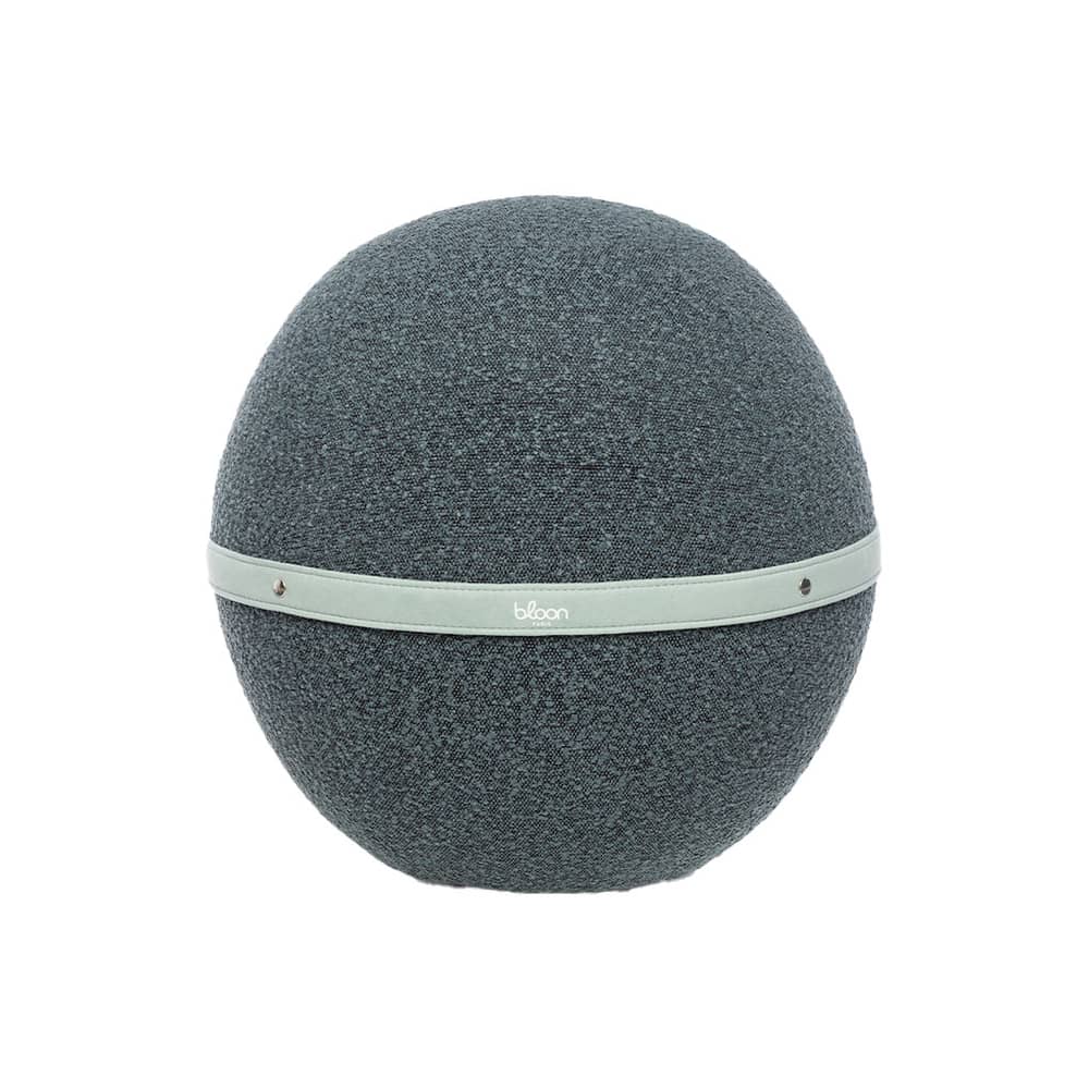 Sitzkissen Bouclette Regular textil blau / Ergonomisch - Ø 55 cm / Schlaufenwolle - BLOON PARIS - Granit - Lockige Wolle, PVC