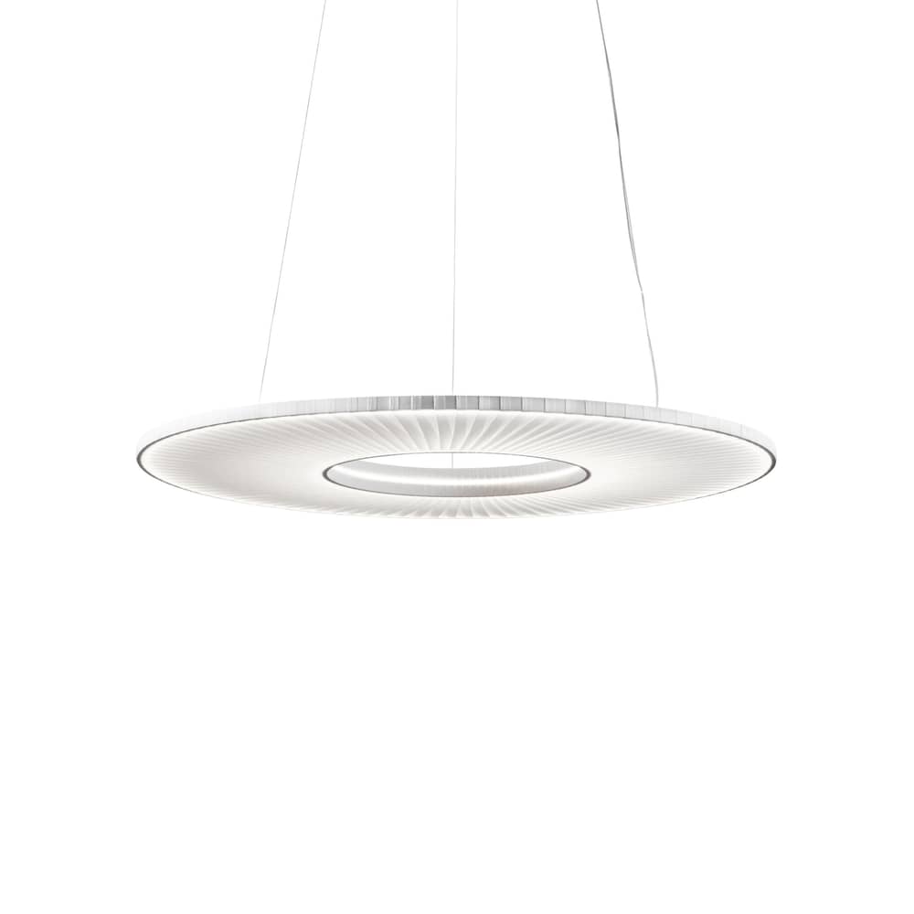 Suspension Iris Horizontal / LED - Ø 80 cm - Dix Heures Dix - Ø 80 cm / Tissu blanc - Aluminium, Tissu acrylique plissé