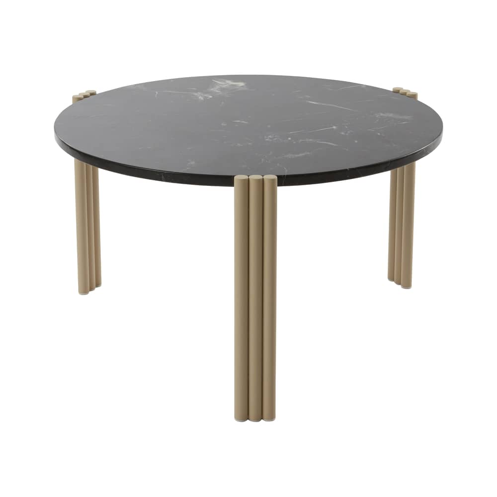 Table basse Tribus pierre noir / Ø 60 x H 35 cm - Marbre / Seconde vie - AYTM - Marbre noir / Sable - Acier, Marbre