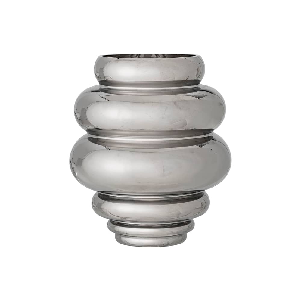 Vase Zorya glas silber / Ø 21 x H 24 cm - Bloomingville - Silber - mundgeblasenes Glas