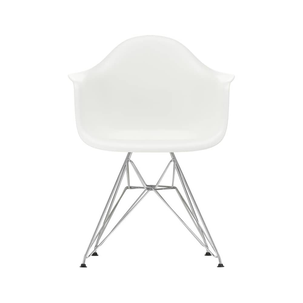 Fauteuil RE DAR - Eames Plastic Armchair / (1950) - Pieds chromés / Recyclé - Vitra - Blanc coton / Pieds chromés - Acier chromé, Plastique recyclé post-consommation