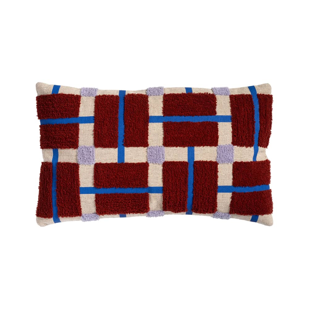 Kissenüberzug Plano textil rot / 50 x 30 cm - Reliefstickerei - & klevering - 50 x 30 cm / Ziegelrot -  Plumes, Baumwolle