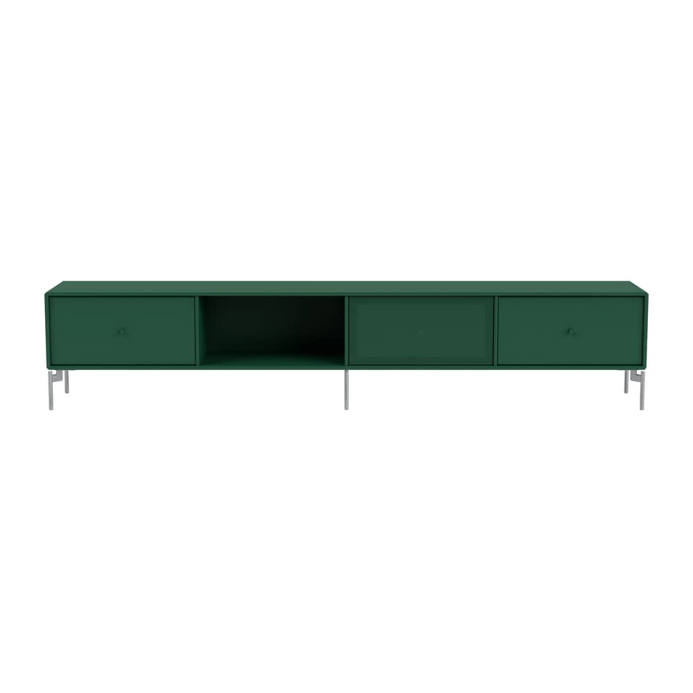 Meuble TV Octave VII bois vert / Avec pieds - L 183,6 x P 30 x H 36,6 cm - MONTANA - Pine 136 - Acier, Acier perforé, MDF laqué