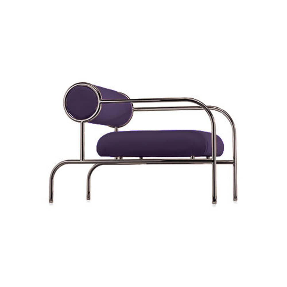 Poltrona imbottita Sofa with Arms tessuto viola / Shiro Kuramata, 1982 - Tessuto - Cappellini - Viola - Legno, Metallo cromato, Schiuma di poliuretano, Tessuto