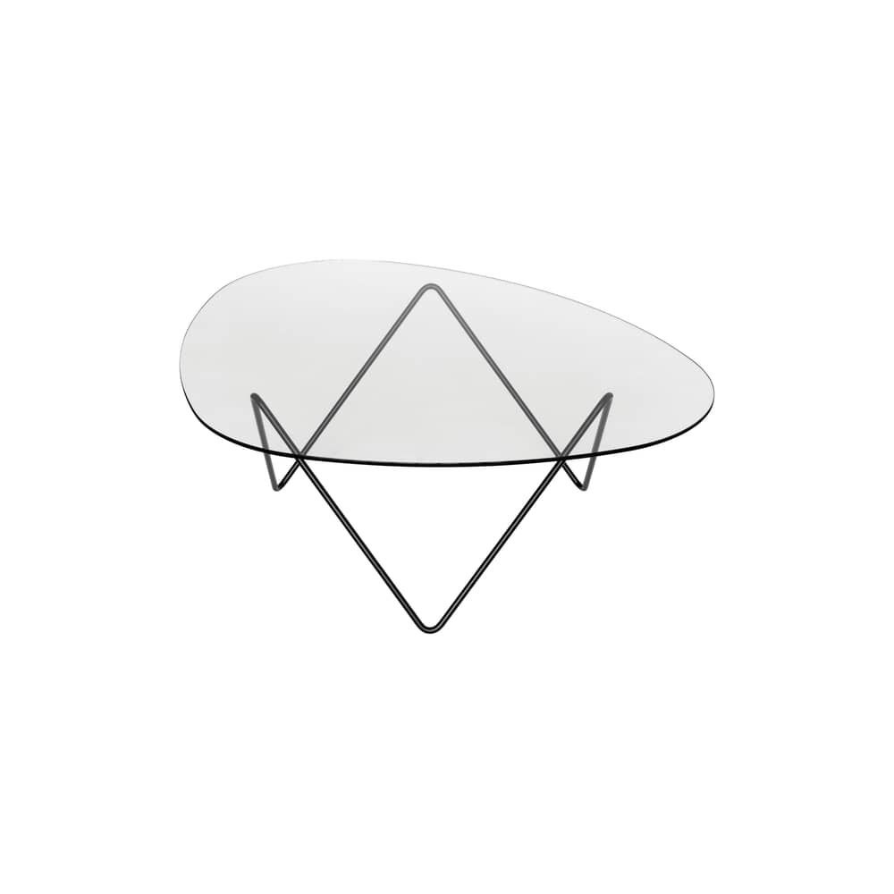 Table basse Pedrera, verre lisse / 106 x 86 cm - Réédition 1955 - Gubi - Verre transparent (lisse) / Pied noir - Acier peint, Verre trempé