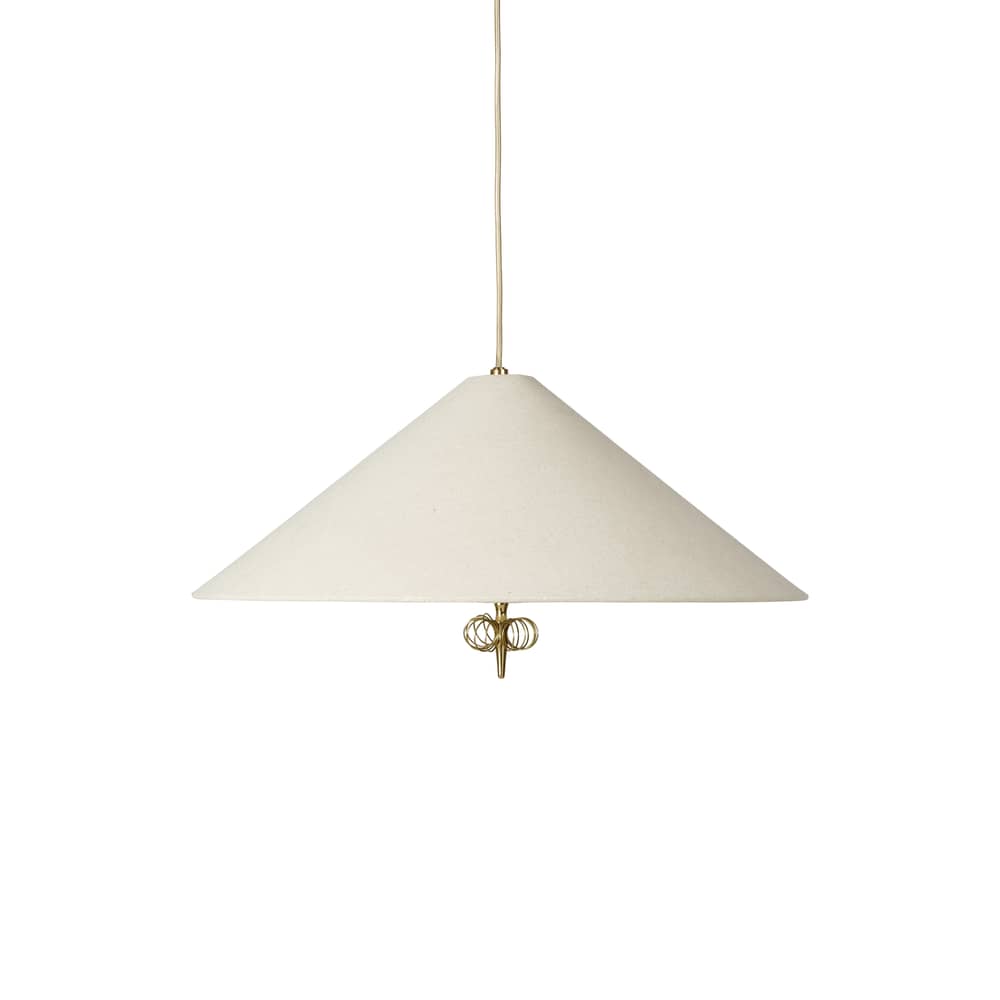 1967 Pendant textile beige / Fabric Ø 56 cm - Without counterweight / 50\' relaunch - Gubi - Beige & Brass - Brass, Fabric