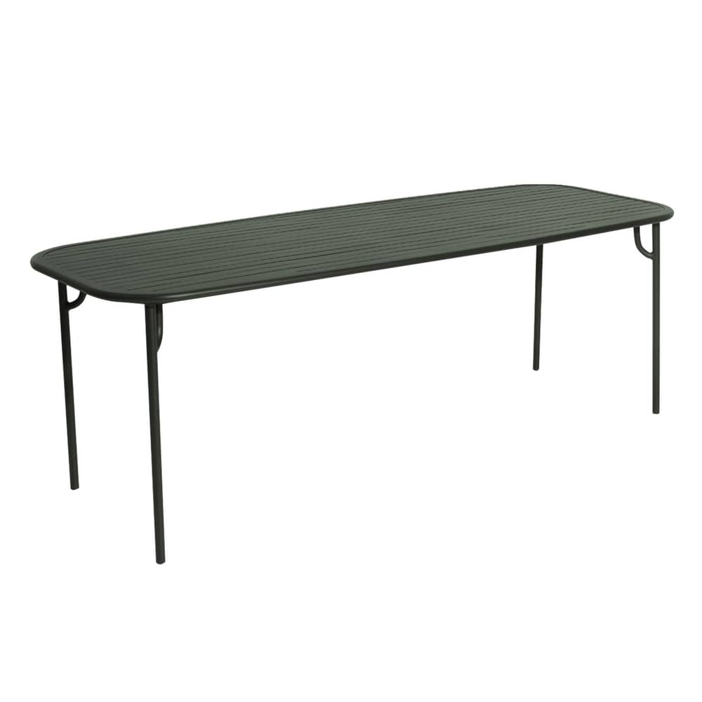 Week-End Rectangular table metal green / 220 x 85 cm - Aluminium - Petite Friture - Bottle green - Powder coated epoxy aluminium