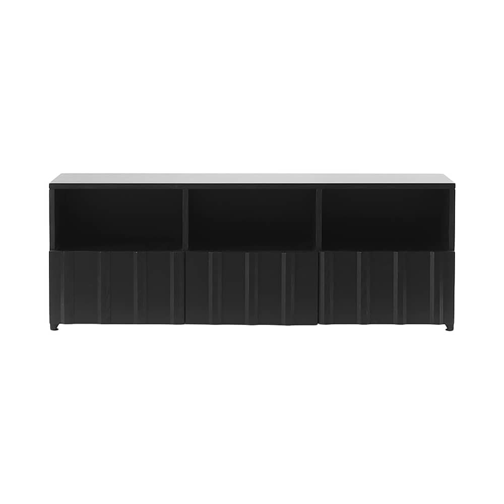 Lowboard Rib holz schwarz / B 120 x T 38 x H 44 cm - Normann Copenhagen - Schwarz - Eichenfurnier, massive Eiche