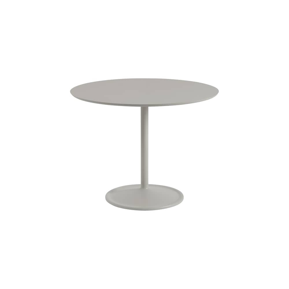Runder Tisch Soft holz grau / Ø 95 x H 73 cm - Muuto - Grau (Linoleum) / Grauer Fuß - Gegossenes Aluminium, Holzfaserplatte, Linoleum