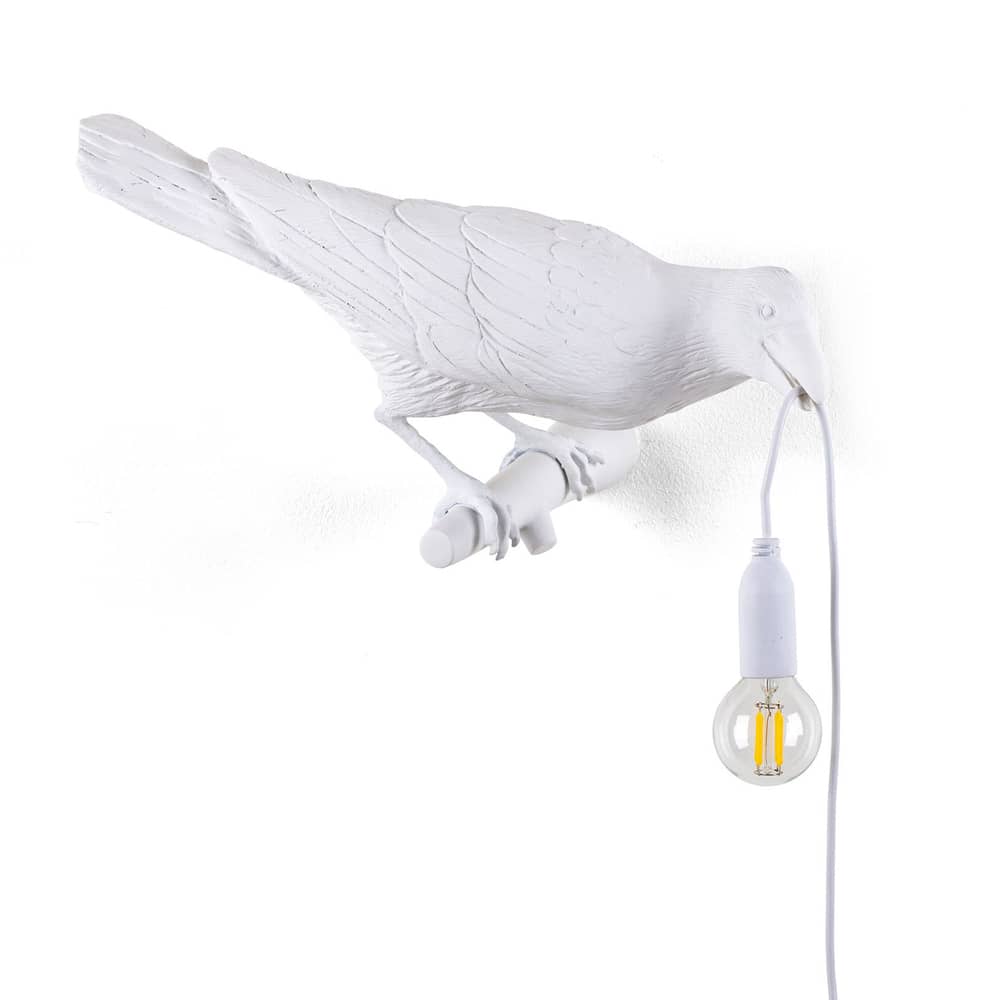 Applique d\'extérieur avec prise Bird OUTDOOR - Looking Right  - Seletti - Lampe / Blanc - Résine