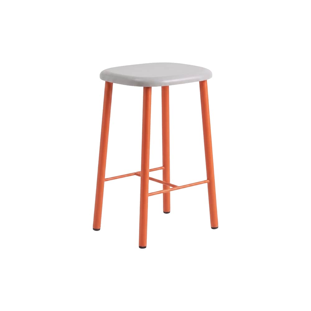 Barhocker Bird holz orange / H 65 cm – Ungefüllt - raawii - Orange / Graue Sitzfläche - Lackierte Esche, massiv, thermolackierter Stahl