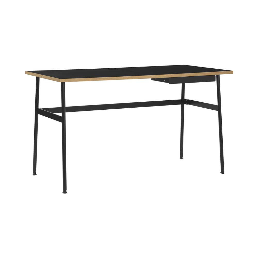 Bureau Journal bois noir / 1 tiroir - Normann Copenhagen - Noir - Acier laqué, Stratifié mélaminé