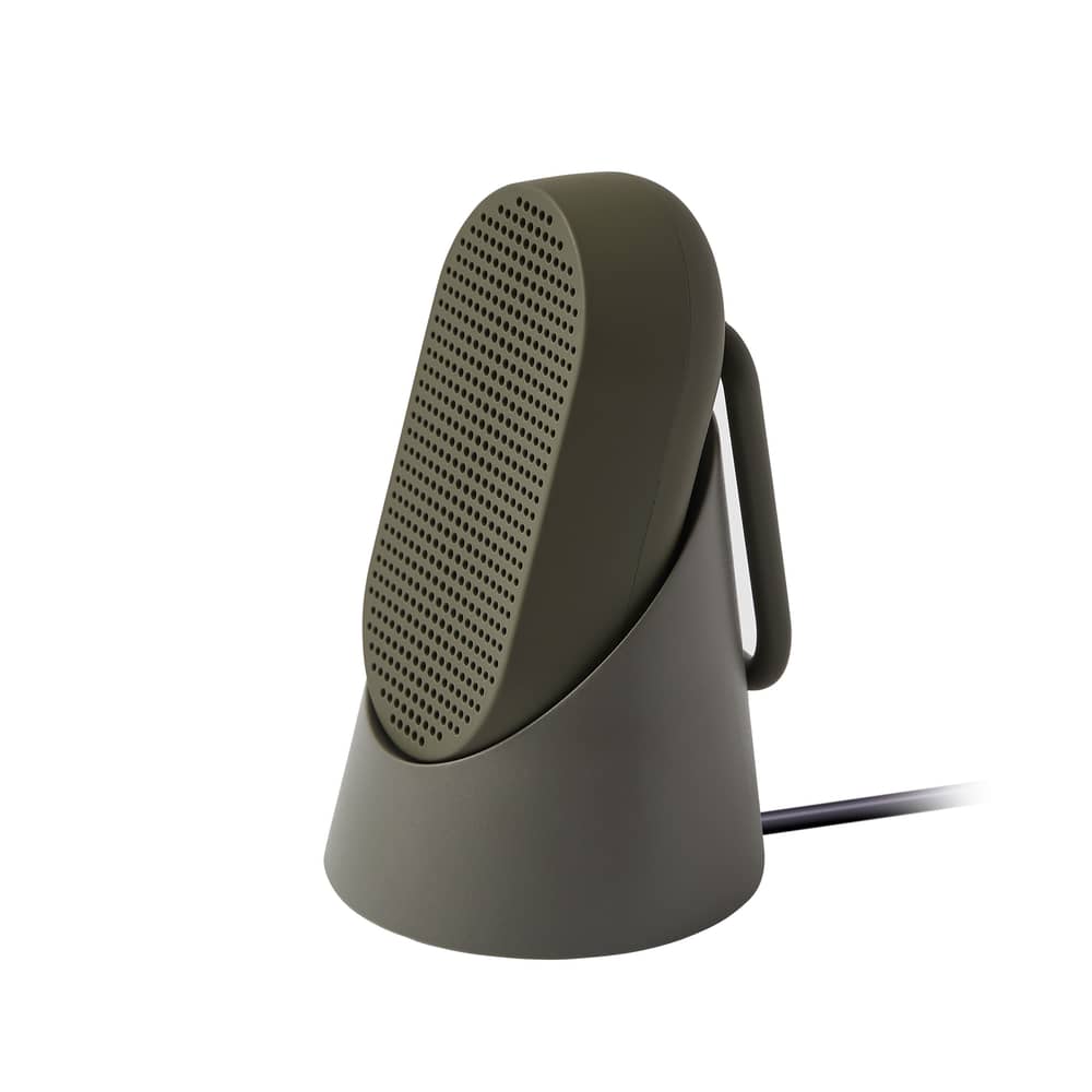 Enceinte Bluetooth Mino T - 5W plastique vert / Etanche - Mousqueton intégré / Station d\'accueil - Lexon - Vert kaki mat - ABS