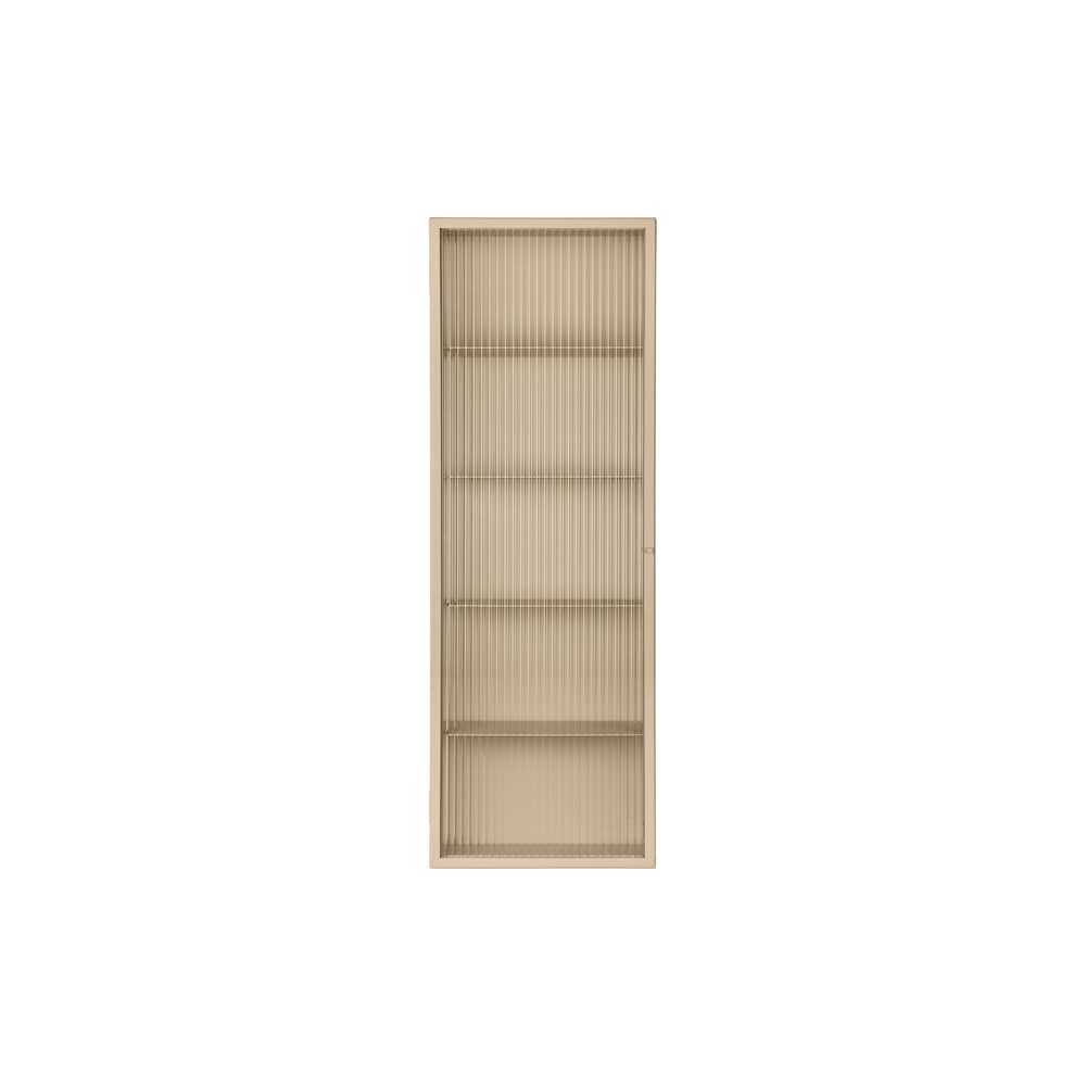 Rangement mural Haze métal beige / L 35 x H 100 cm - Verre cannelé - Ferm Living - Beige - Fer laqué, Verre cannelé