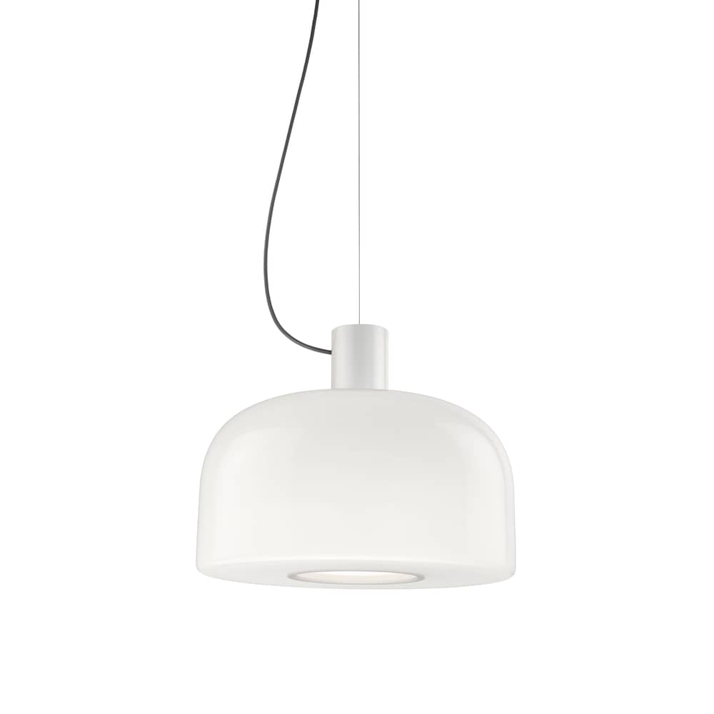 Suspension Bellhop Glass S2 verre blanc / Ø 45 x H 25,2 cm - Flos - Blanc - Aluminium, Verre opalin triplex