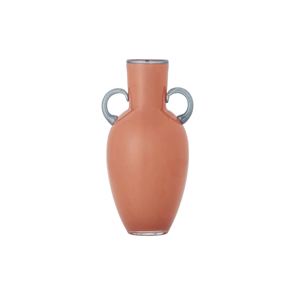 Anniversary Vase glass orange - Bloomingville - Orange / Blue Handles - Mouth blown glass