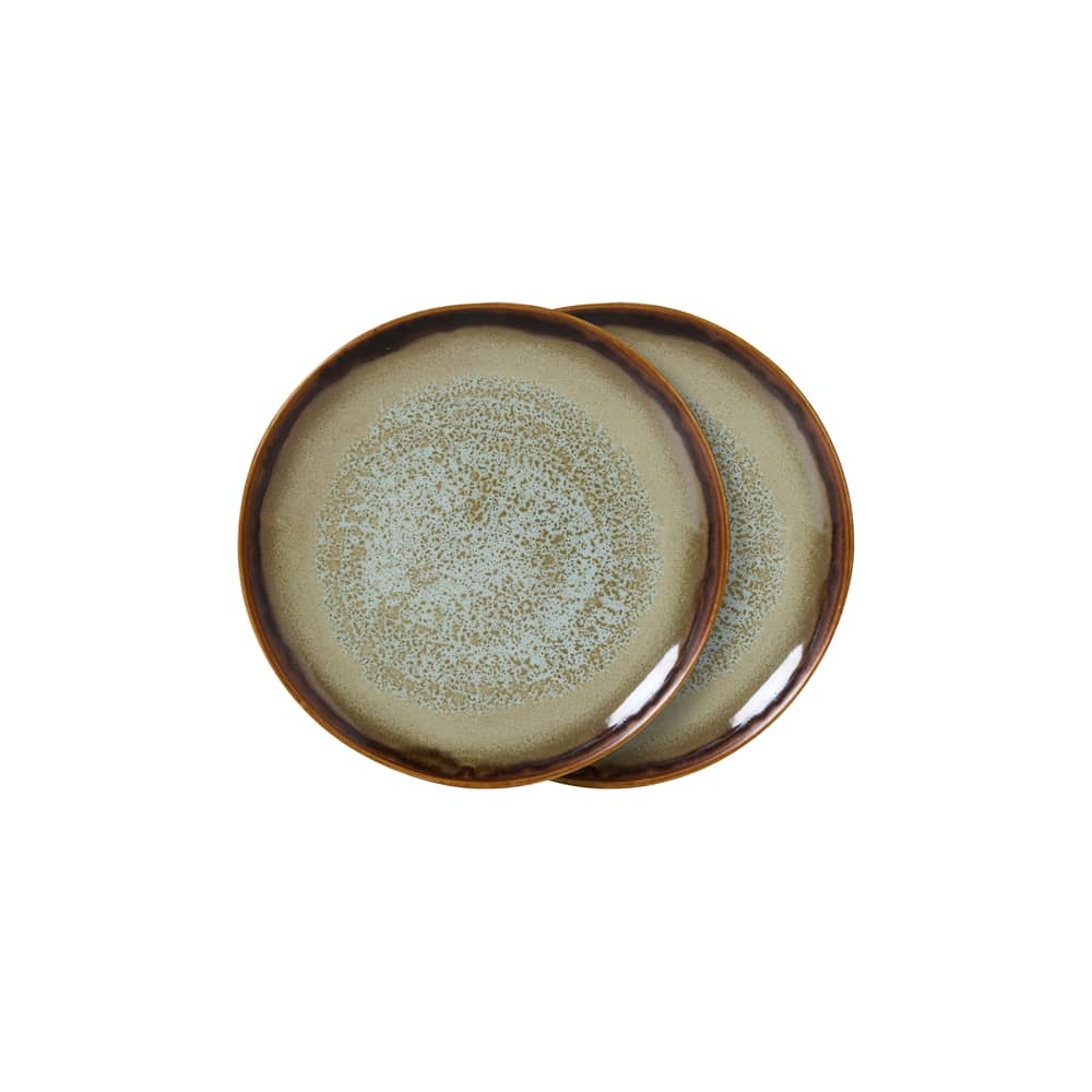 Assiette à dessert 70s ceramics céramique vert / Set de 2 - Ø 17,5 cm - HK LIVING - Contrast - Grès émaillé