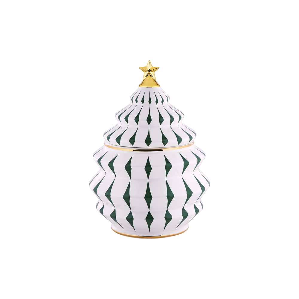 Boîte à biscuits Delight céramique vert / Décoré à la main - Ø 19 x H 28 cm - Alessi - Vert & or - Porcelaine