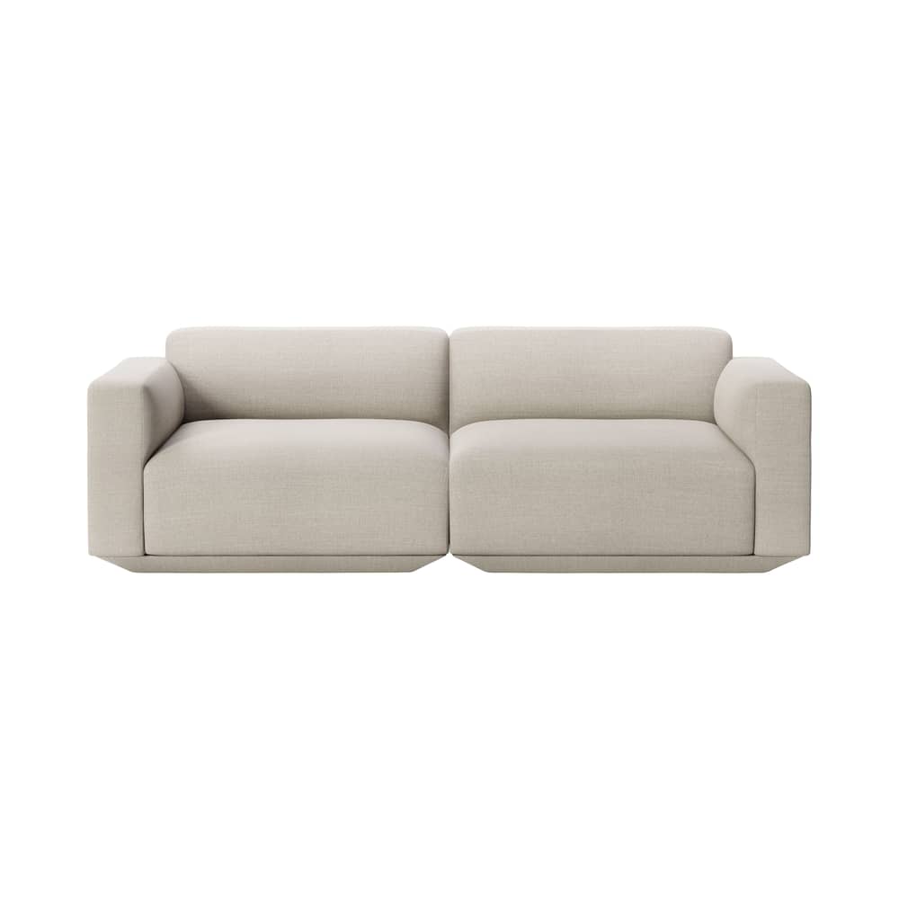 Canapé droit Develius A tissu gris / 3 places - L 220 cm - &tradition - Gris (tissu Hot Madison 094) - Bois, Mousse HR, Tissu