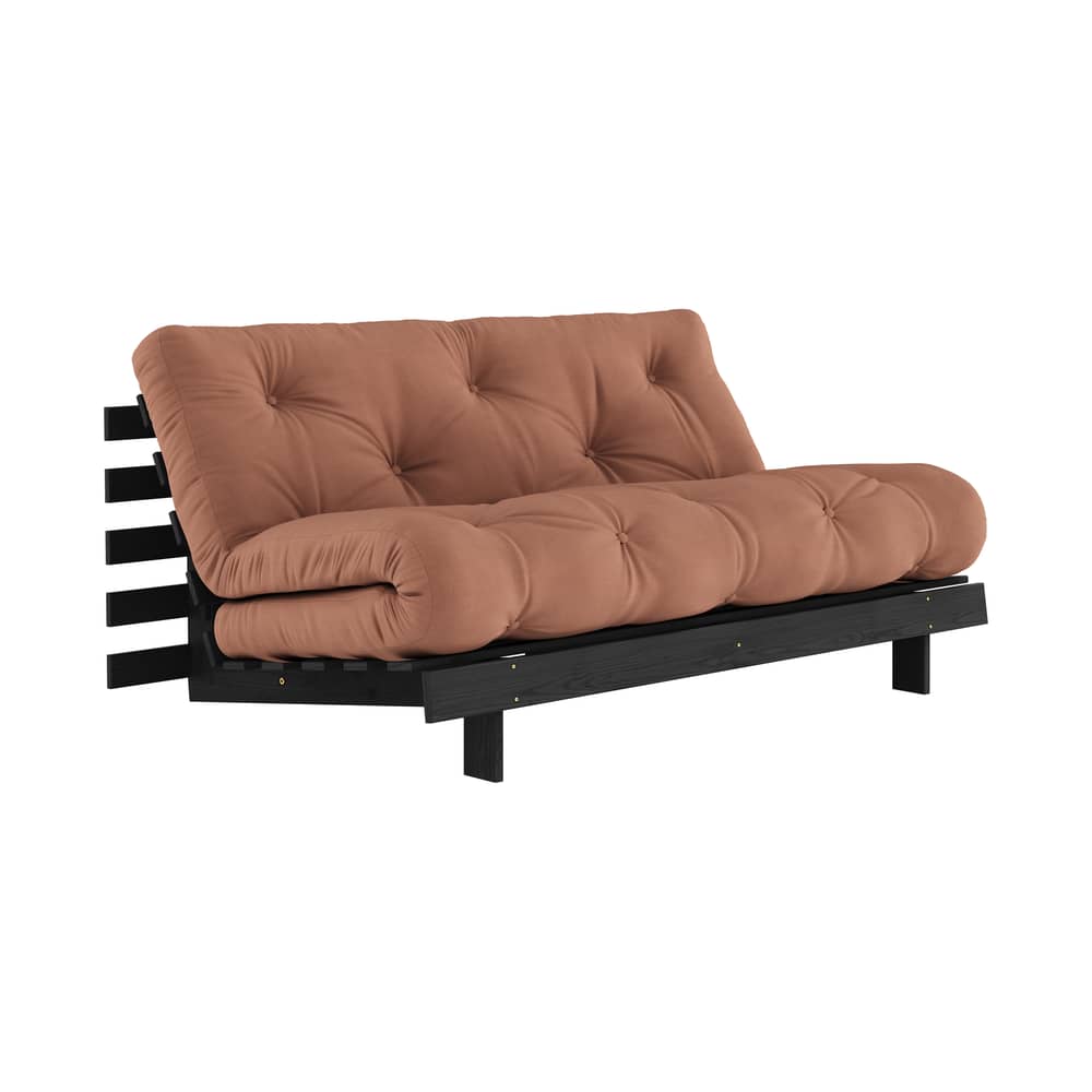 Canapé convertible Roots/ L 160 cm - 3 positions / Structure noire - KARUP DESIGN - Brun argile 759 / Noir - Fibres recyclées mélangées, Mousse, Pin massif certifié FSC laqué, Tissu