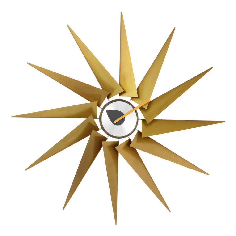Turbine Clock Wall clock metal gold / By George Nelson, 1948-1960 / Ø 76.5 cm - Vitra - Brass - Aluminium, Brass