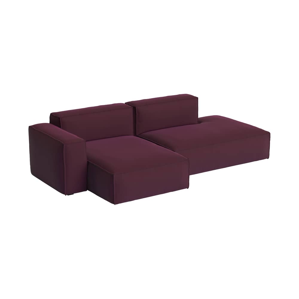Canapé d\'angle Mags Soft Low Armrest n°3 bordeaux / 2,5 places - L 256.5 cm / Accoudoir gauche - Hay - Accoudoir gauche / Bordeaux (tissu Story 14) - Contreplaqué, Mousse polyuréthane HR, Tissu