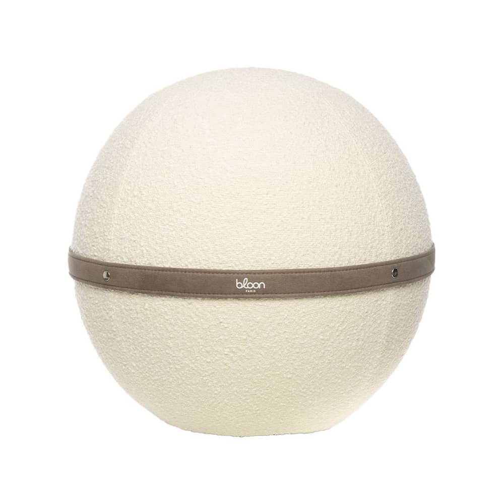 Pouf Bouclette XL blanc / Ergonomique - Ø 65 cm / Laine bouclette - BLOON PARIS - Coton - Laine bouclée, PVC