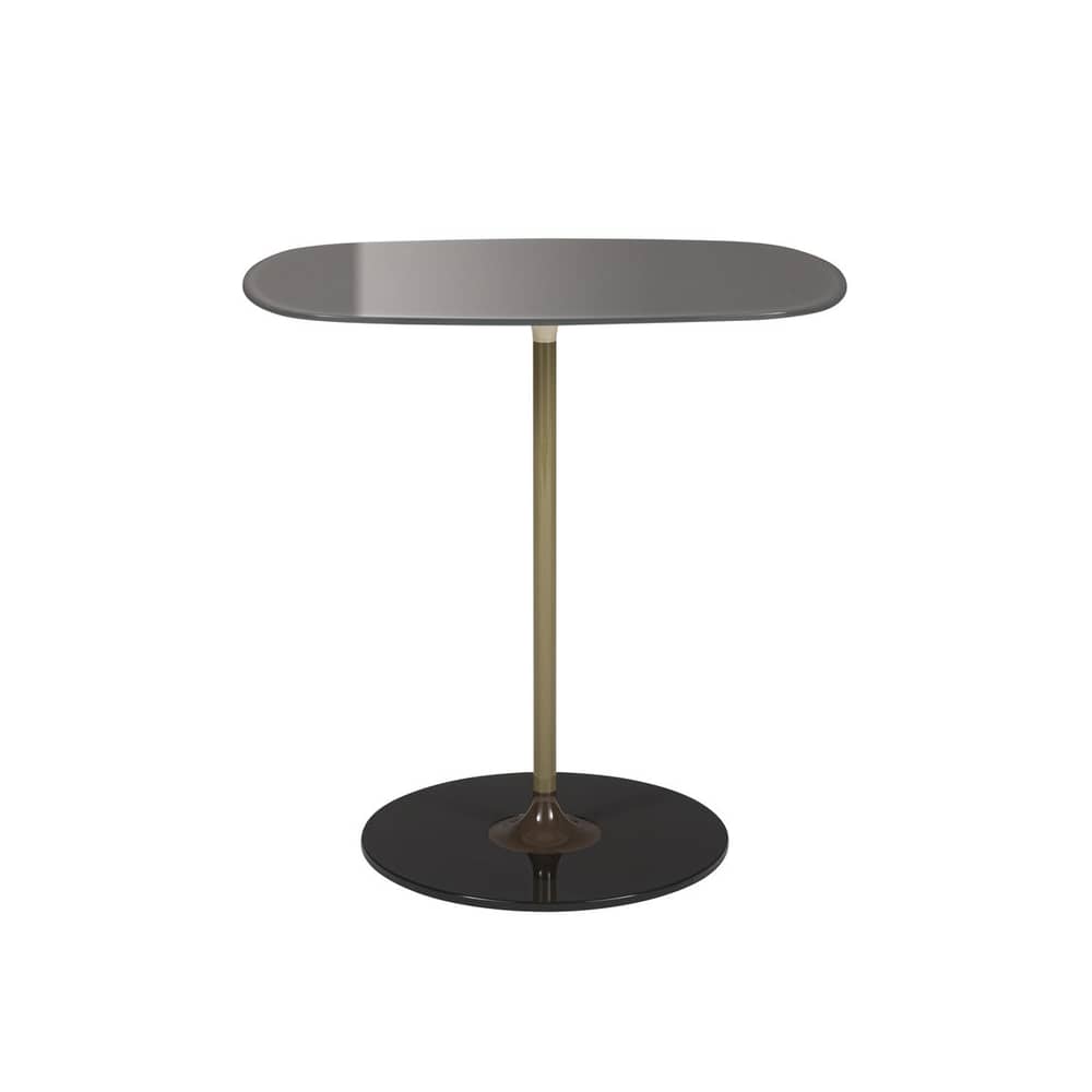 Table d\'appoint Thierry / 33 x 50 x H 50 cm - Verre - Kartell - Gris clair - Acier peint, Verre trempé